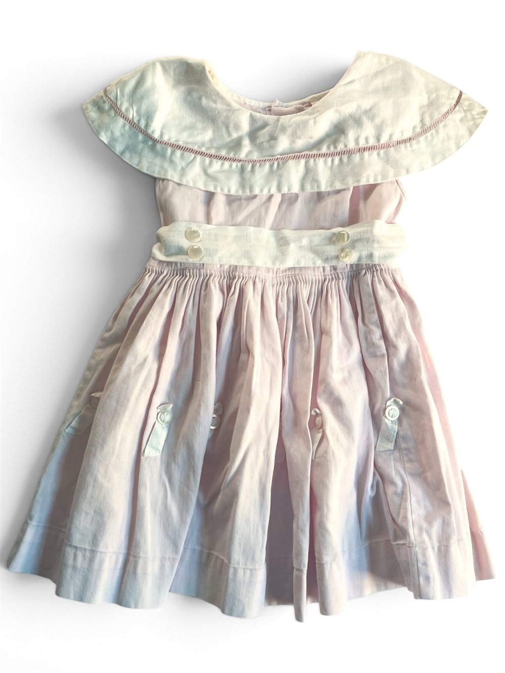 VINTAGE 50s 60s Dress Midcentury Modern Pink Gathered Skirt Pastel Pink 2T 3T